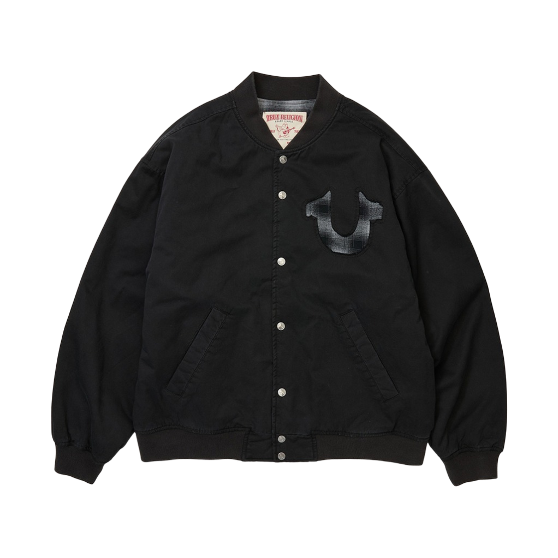 TRB4JKU101BBK True Religion Glorious Big Horseshoe Varsity Jacket - Black