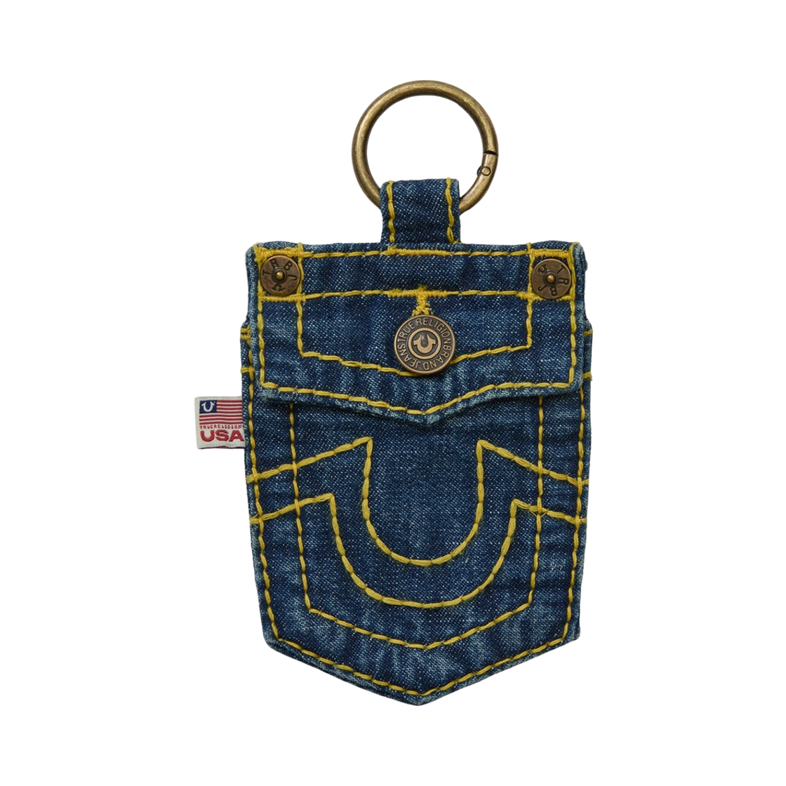 TRB3AAU101YYL True Religion Big T Denim Pocket Keyring - Yellow