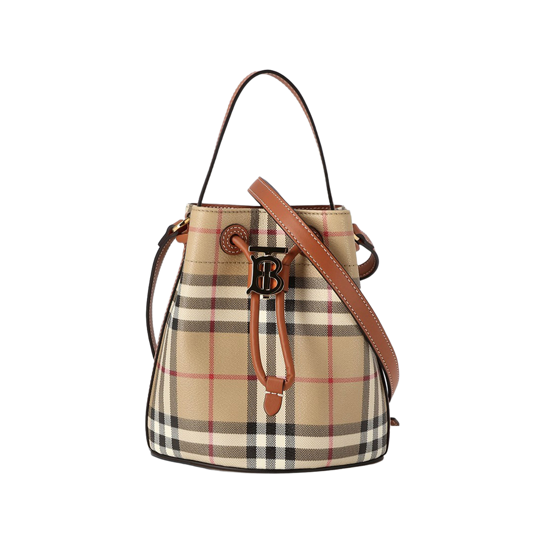 80960401 [15% 쿠폰] Burberry Mini TB Vintage Check Drawstring Bucket Bag 80960401