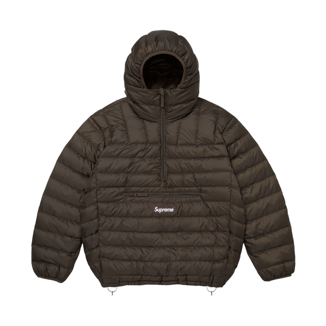 - Supreme Micro Down Half Zip Hooded Pullover Dark Brown - 26FW