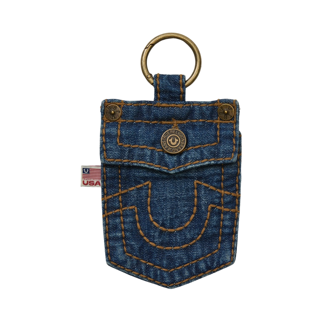 TRB3AAU101KKH True Religion Big T Denim Pocket Keyring - Khaki