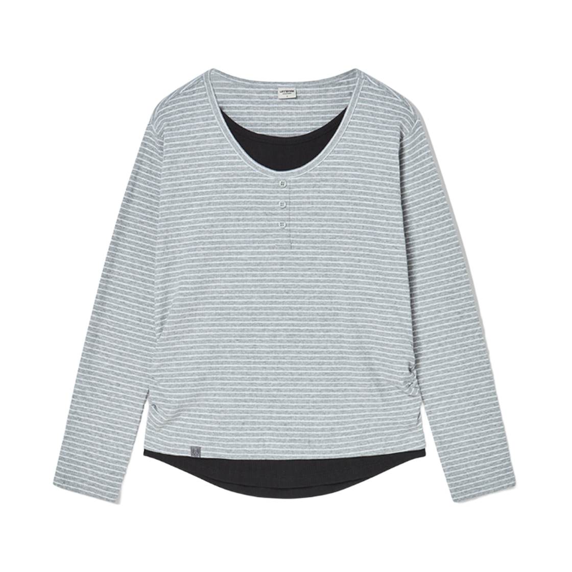 LW261TL723 Lifework Layered Henley Neck Long Sleeve T-shirt_LW261TL723