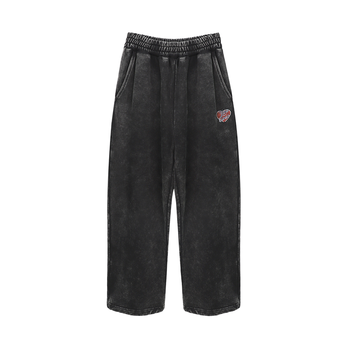 VV54PT02SABK VIVACIOUS Heart Amour Salt Washing Wide Pants SALT BLACK