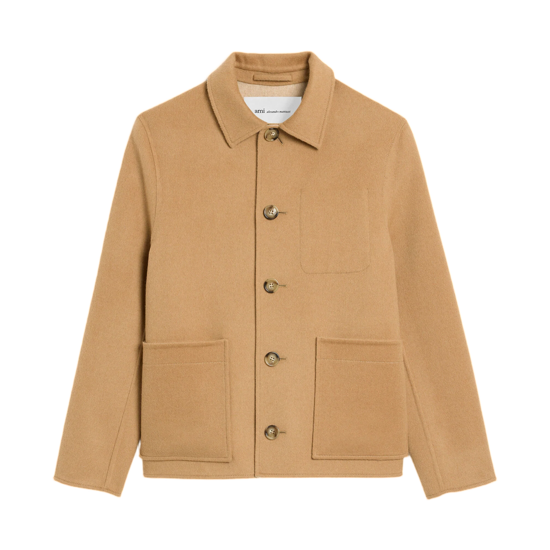 HJK844-WV0217-A298 AMI Beige Button Down Wool and Cashmere Jacket Mastic Beige Mastic Beige Light