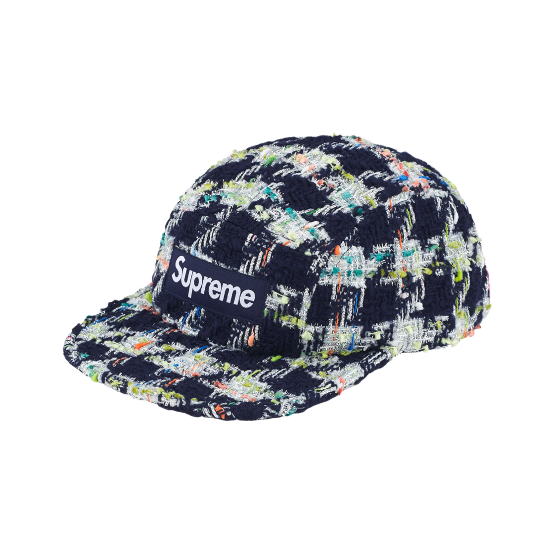 - Supreme Metallic Bouclé Camp Cap Navy - 26FW