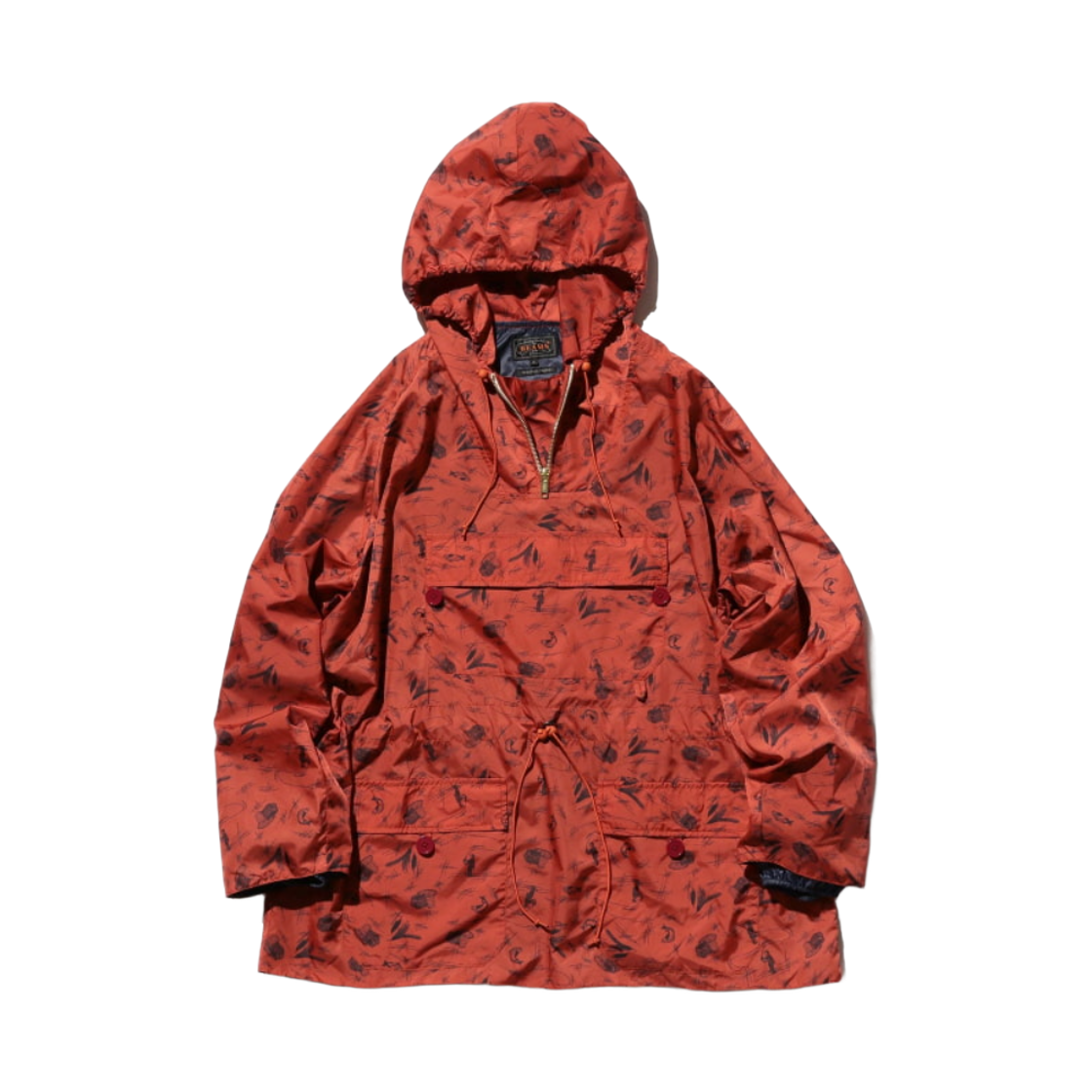 38-18-0384-139 Beams Plus Nylon Print Euro Sport Anorak Rust