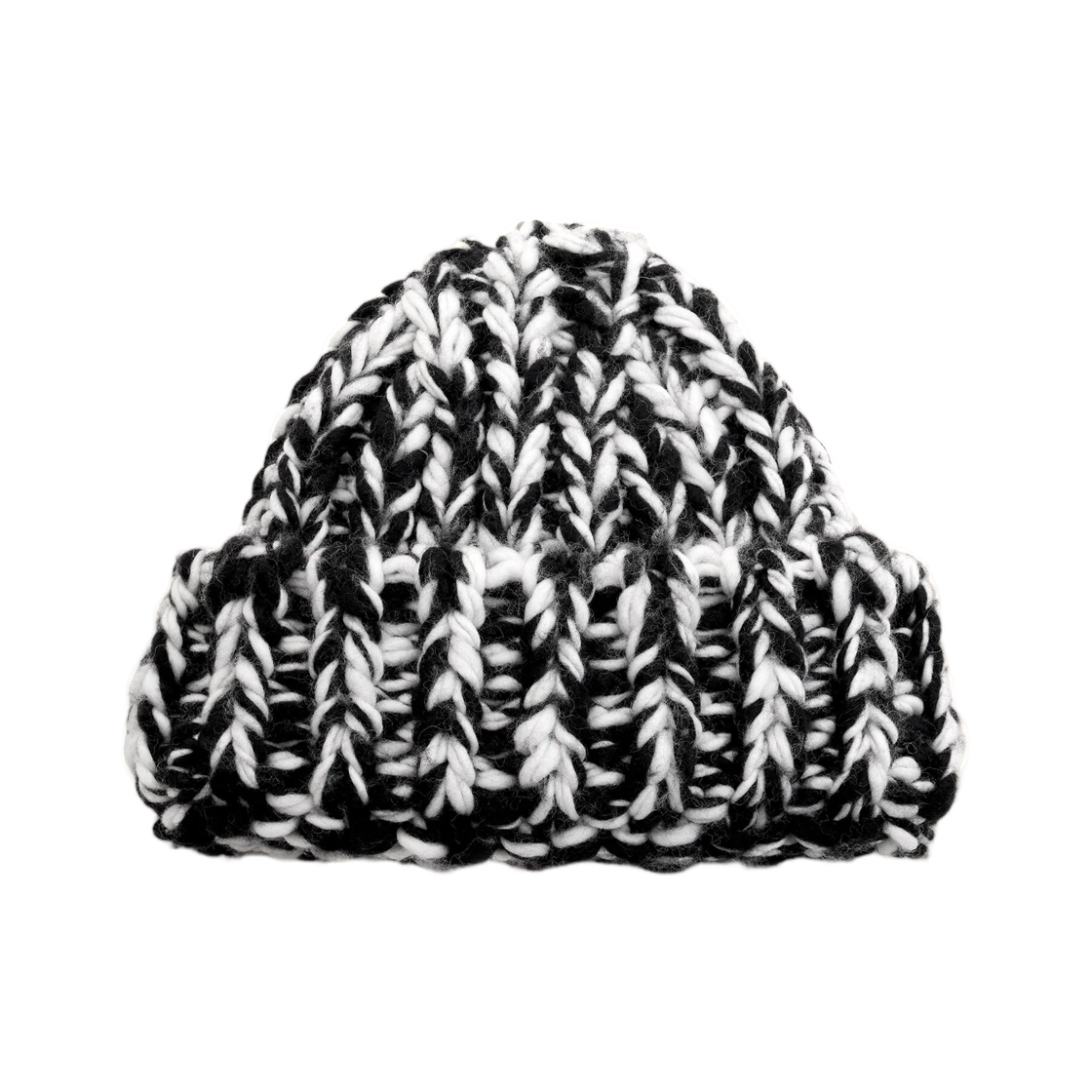 UBO012-AK0022-044 AMI Black and White Wool Knit Beanie Black Ivory