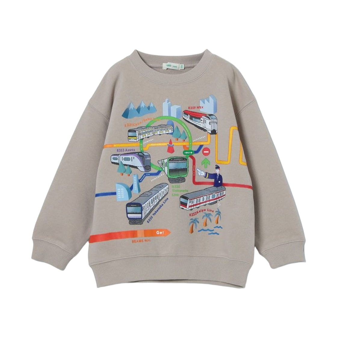 45-13-0059-443 (Kids) Beams Mini x Hitohisa Isogai JR Conventional Line Sweat Pullover Light Beige