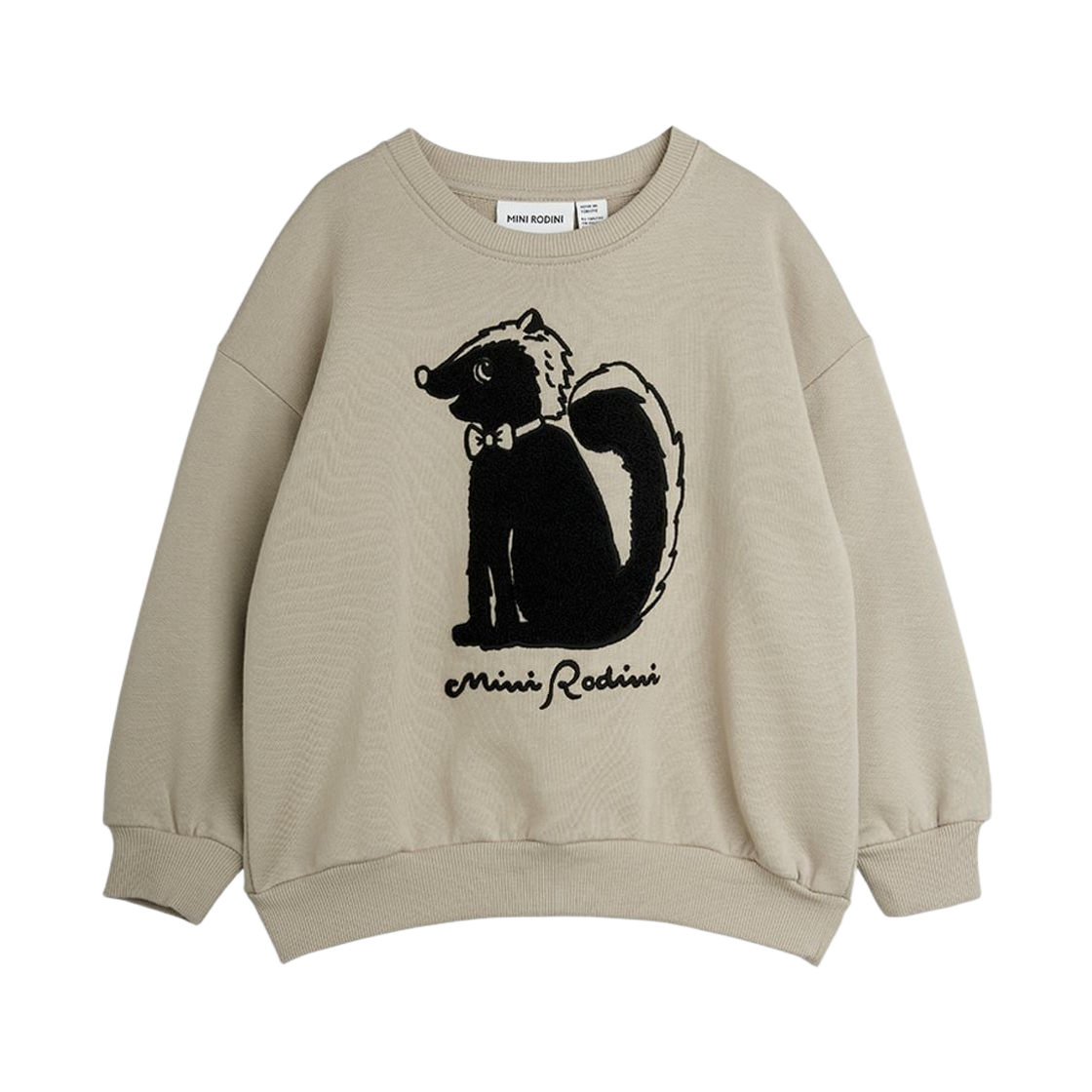 (키즈) 미니 로디니 스컹크 셔닐 스웨트셔츠 그레이((Kids) Mini Rodini Skunk Chenille Sweatshirt Grey)