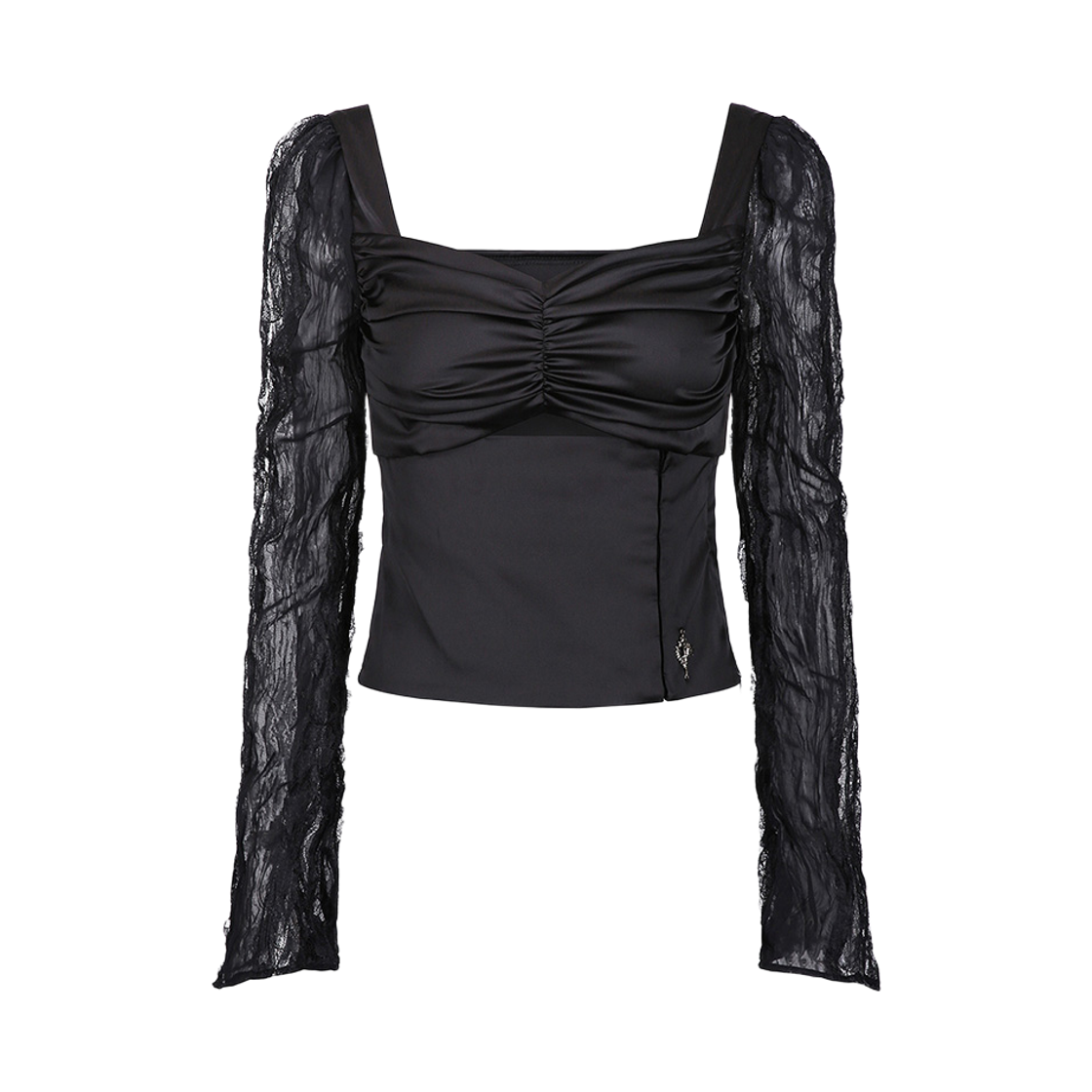 SR26FWBK32TBL SØAR [LIMITED] Underline Hook Slit Satin Blouse Black