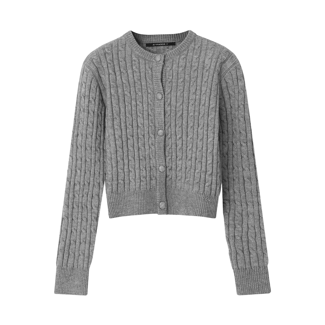 VV43CD07MEL VIVACIOUS Round Crop Twist Cardigan MELANGE