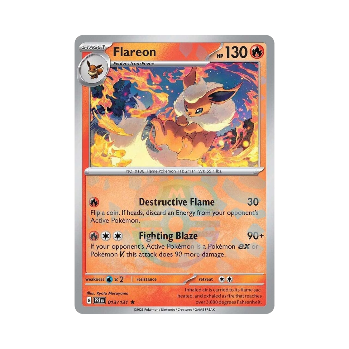 PRE013-131 Pokemon TCG Flareon R Prismatic Evolutions (English Ver.)