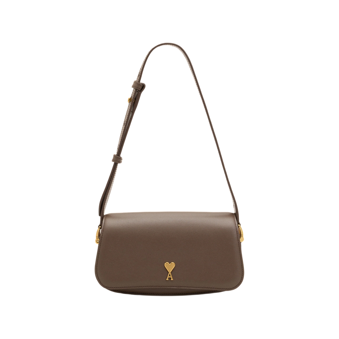 아미 브라운 카우하이드 레더 파리 파리 숄더백 트러플(AMI Brown Cowhide Leather Paris Paris Shoulder Bag Truffle)