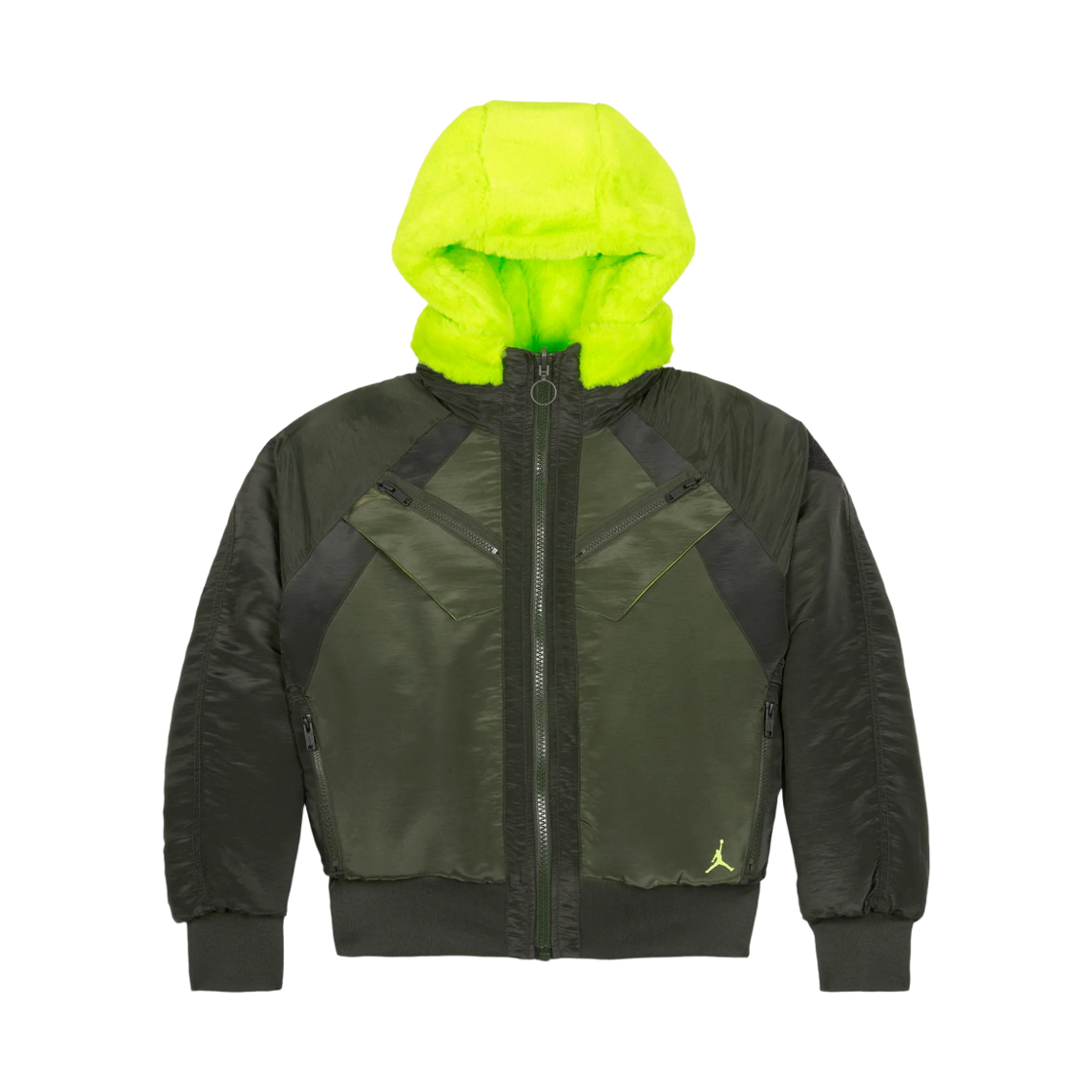 CQ6657-325 (W) Jordan Air Reversible Bomber Jacket Olive Cyber Green (CQ6657-325)