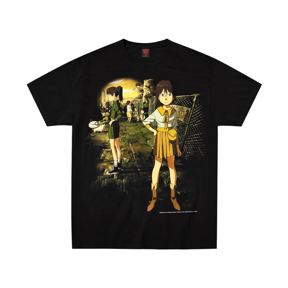 긱스 룰 x 전뇌 코일 실크스크린 프린팅 티셔츠 블랙(Geeks Rule x Dennou Coil Silkscreen Printing T-Shirt Black)