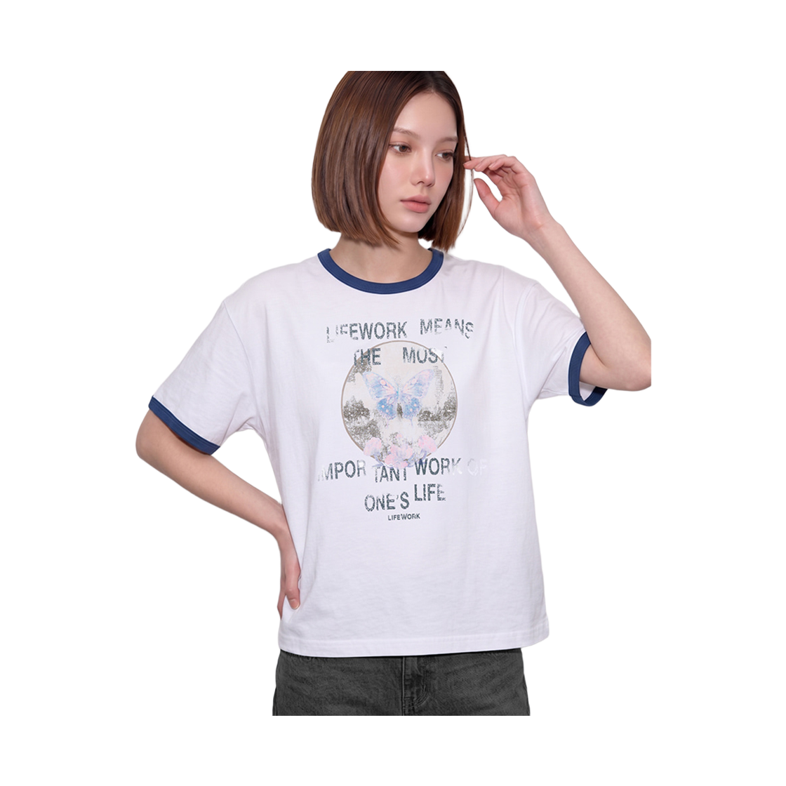 라이프워크 빈티지 레터링 링거 반팔 티셔츠_LW262TS828(Lifework Vintage Lettering Ringer Short-Sleeve T-Shirt_LW262TS828) - 2
