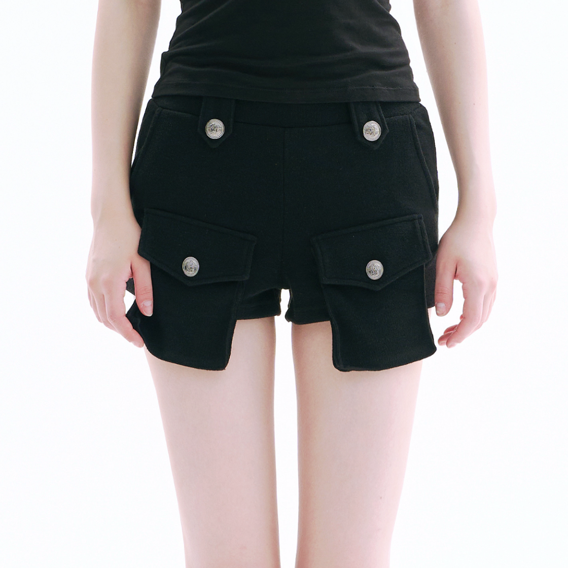 아크메서드 스트레치 버튼 포켓 쇼츠 - 블랙(ARCMETHOD Stretch Button Pocket Shorts - Black) - 2