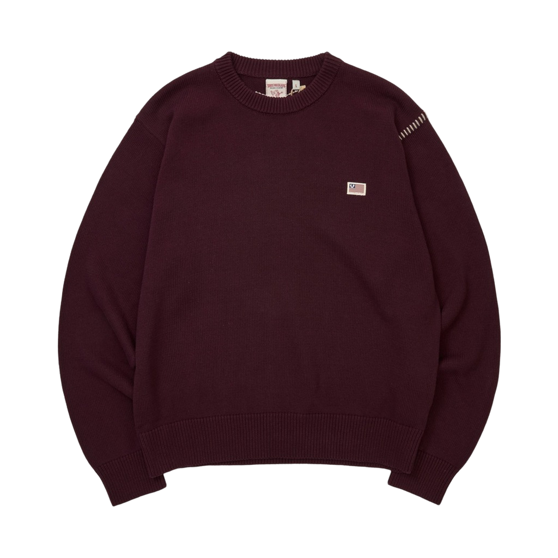 TRB4SWU102BGD True Religion Small Glory Stitch Knit - Burgundy