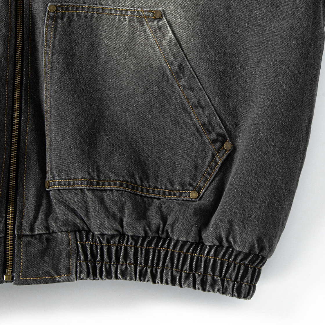 톤슬 데님 퍼 후드 점퍼 챠콜 그레이(TONSIL Denim Fur Hooded Jumper Charcoal) - 5