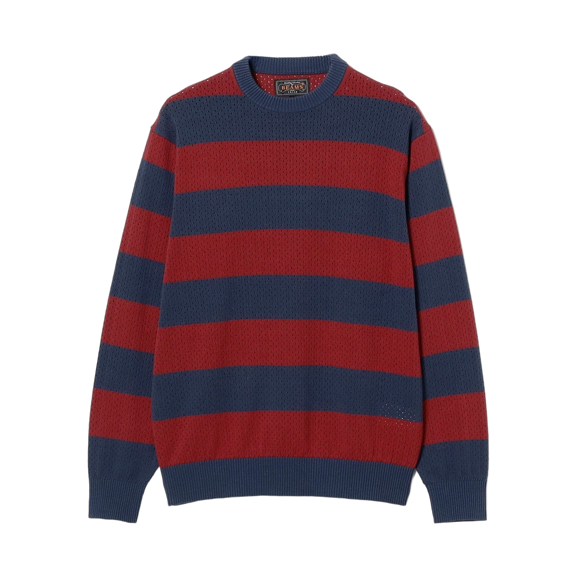 38-15-0267-156 Beams Plus Crew Rugger Stripe Red