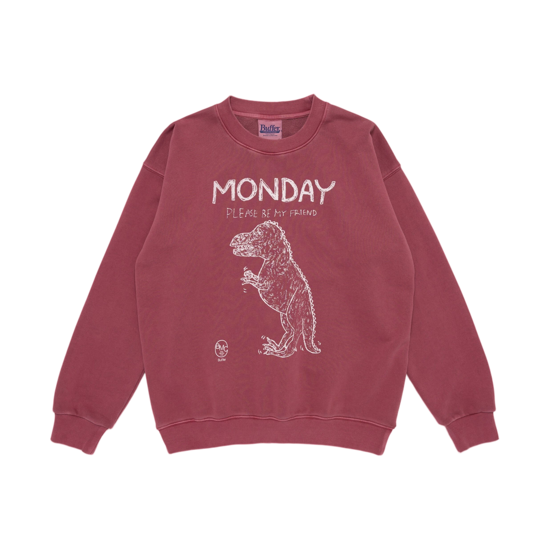 버퍼 크루넥 스웨트 셔츠 먼데이 블루 클럽 버건디(Buffer Crew Neck Sweat Shirt Monday Blue Club Burgundy) - 1