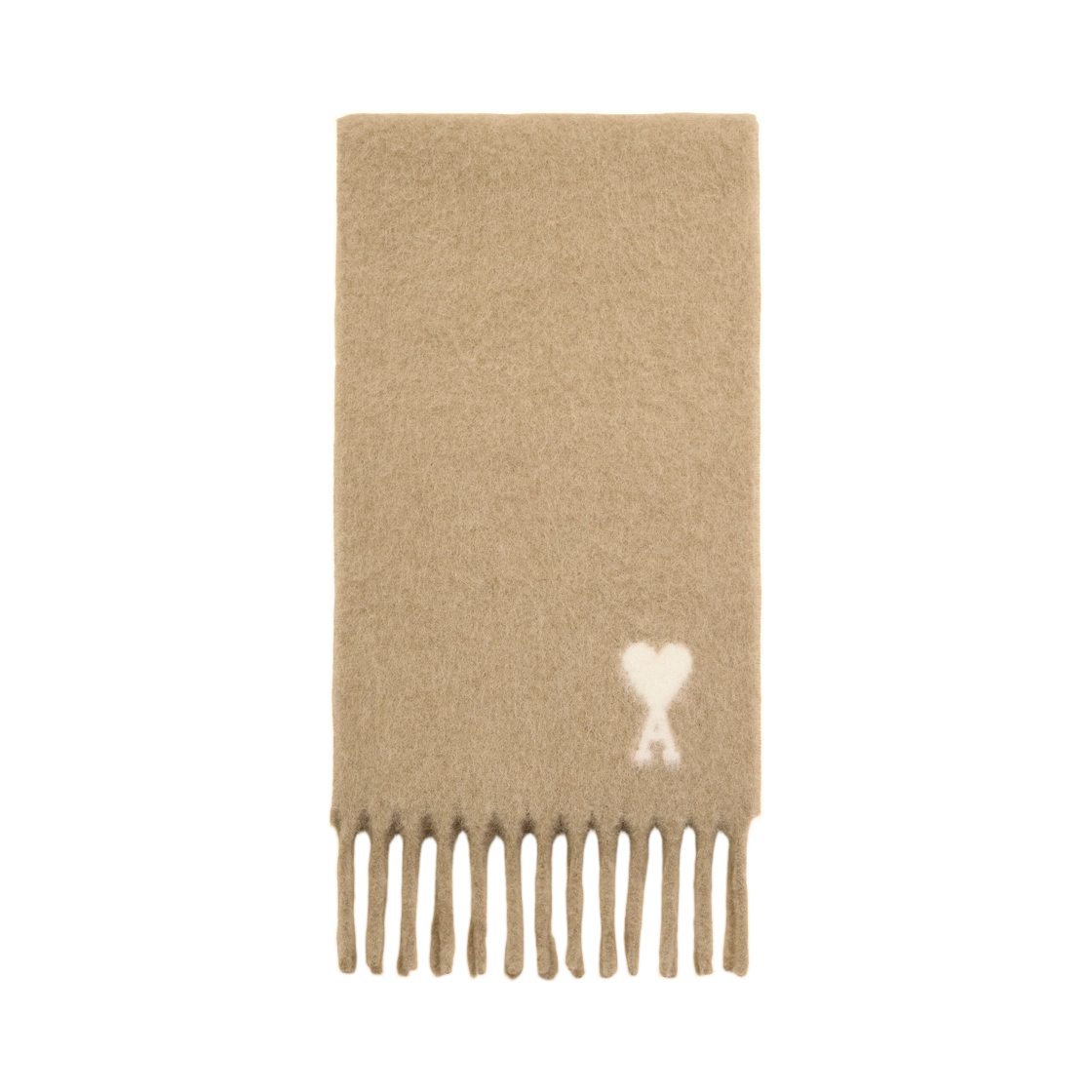 USF673-AW0004-A184 AMI Beige Alpaca Scarf with Ami De Coeur Mastic Beige