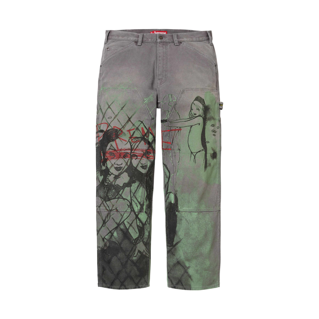 - Supreme x Rita Ackermann Double Knee Painter Pant Grey - 26FW