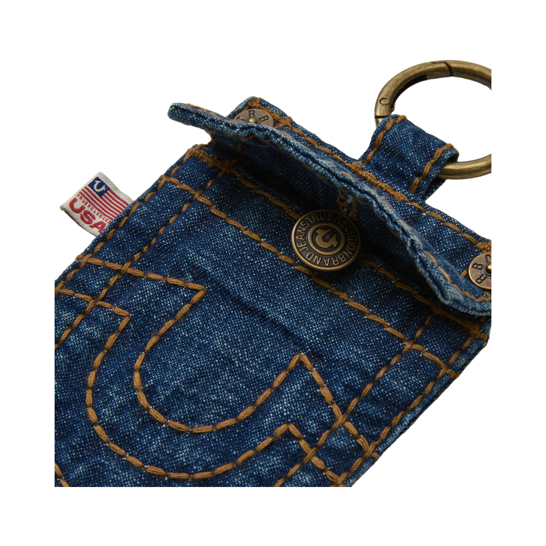트루릴리젼 Big T 데님 포켓 키링 - 카키(True Religion Big T Denim Pocket Keyring - Khaki) - 3