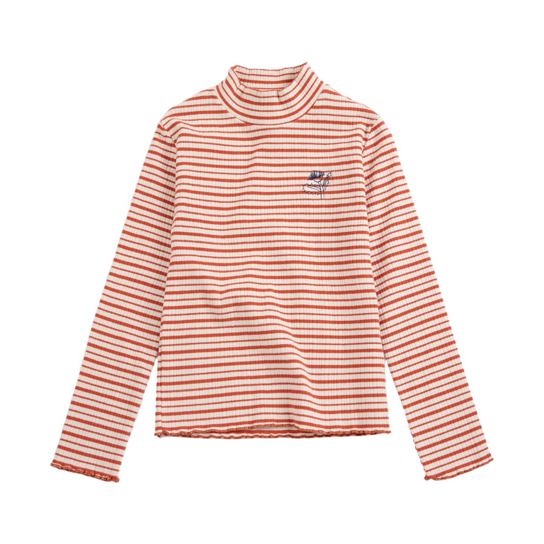 (키즈) 보보쇼즈 에너지 플라워 스트라이프 터틀넥 티셔츠 오프 화이트((Kids) Bobo Choses Energy Flower Stripes Turtleneck T‑Shirt Off White) - 1