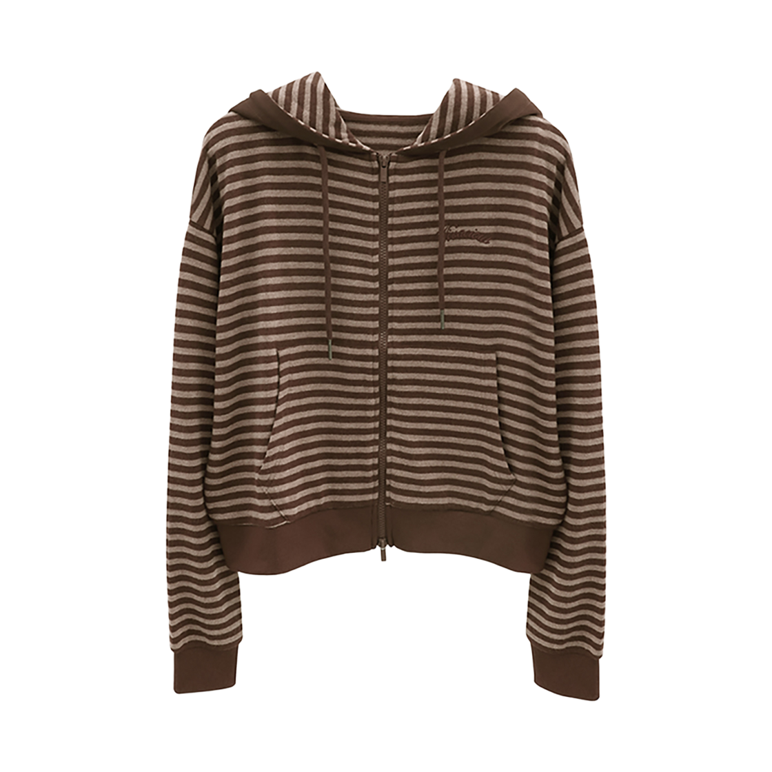 VV53JP02BR VIVACIOUS Jours Stripe Hoody Zip-up BROWN