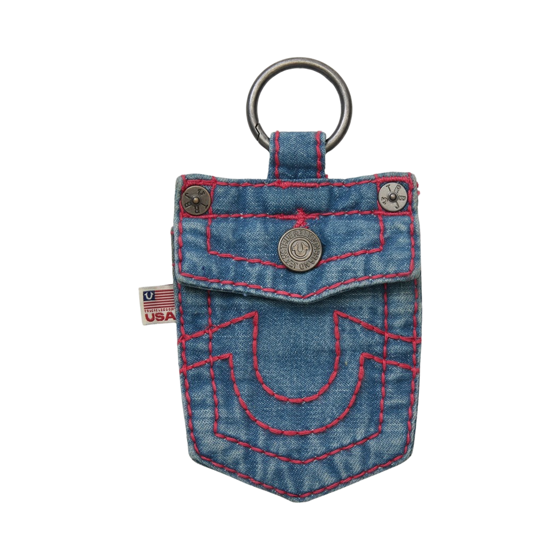 TRB3AAU101PPK True Religion Big T Denim Pocket Keyring - Pink