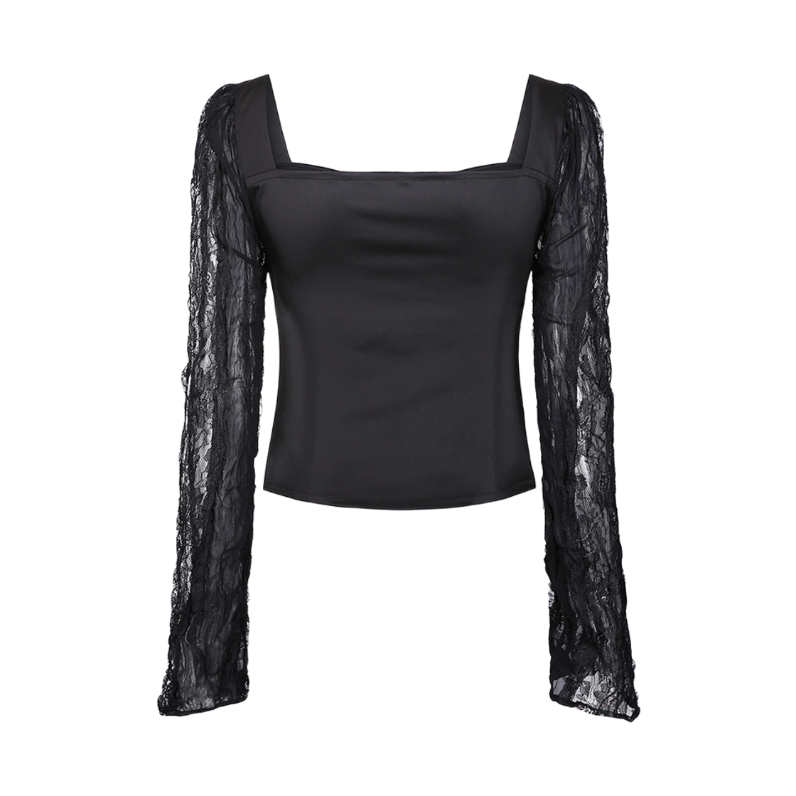 쇠아 [리미티드] 언더라인 후크 슬릿 새틴 블라우스 블랙(SØAR [LIMITED] Underline Hook Slit Satin Blouse Black) - 2