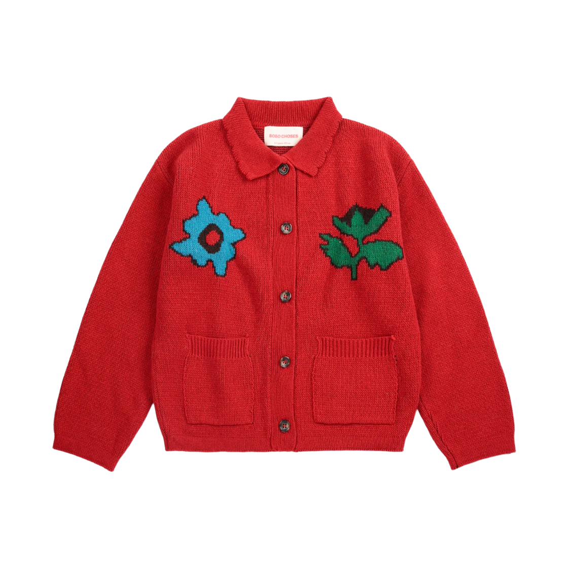 (키즈) 보보쇼즈 블라썸 가디건 레드((Kids) Bobo Choses Blossom Cardigan Red) - 1