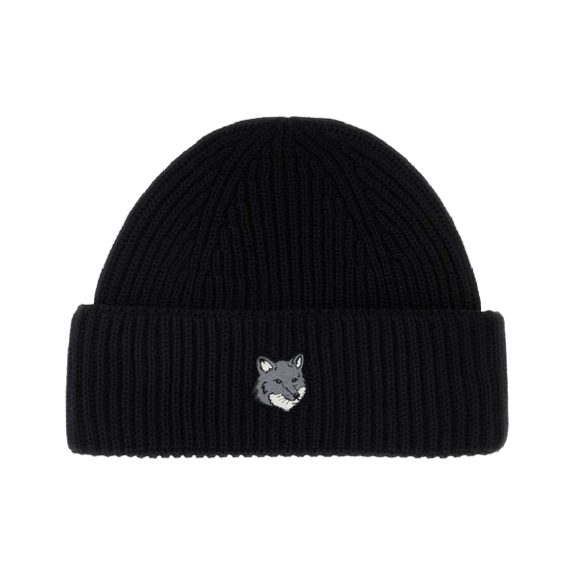 PM06112KT1022-P199 Maison Kitsune Fox Head Large Beanie Black