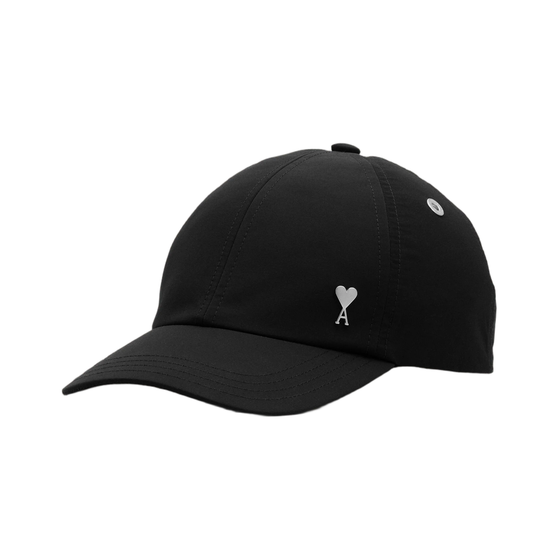 UCP268-PL0117-001 AMI Black Nylon and Cotton Cap with Ami De Coeur Stud Black