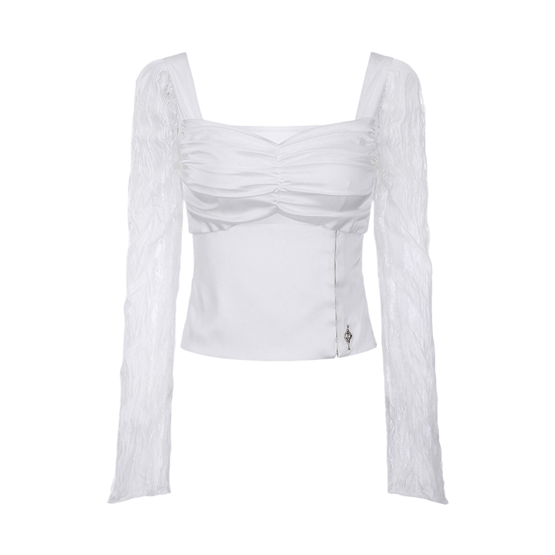 SR26FWIV32RBL SØAR [LIMITED] Underline Hook Slit Satin Blouse White