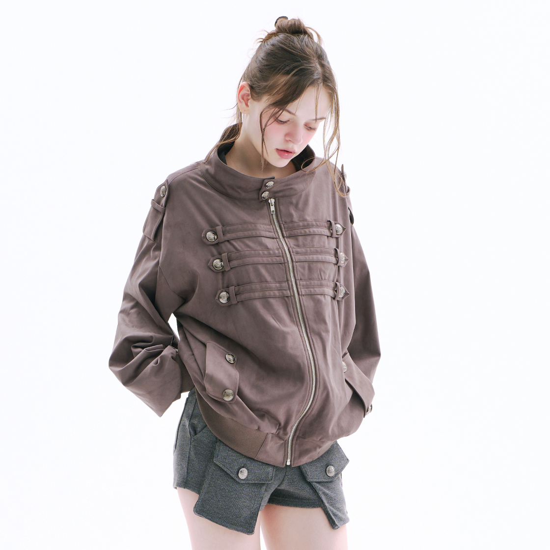 아크메서드 나폴레옹 스웨이드 오버사이즈 자켓 - 브라운(ARCMETHOD Napoleon Suede Oversized Jacket - Brown) - 3