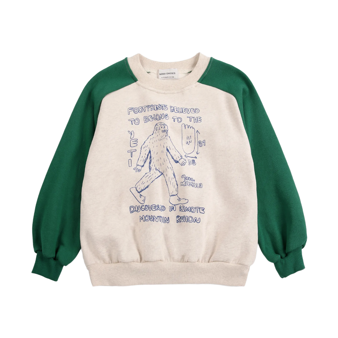(키즈) 보보쇼즈 미스터 푸티시 래글런 스웨트셔츠 오프 화이트((Kids) Bobo Choses Mr Footish Raglan Sweatshirt Off White)