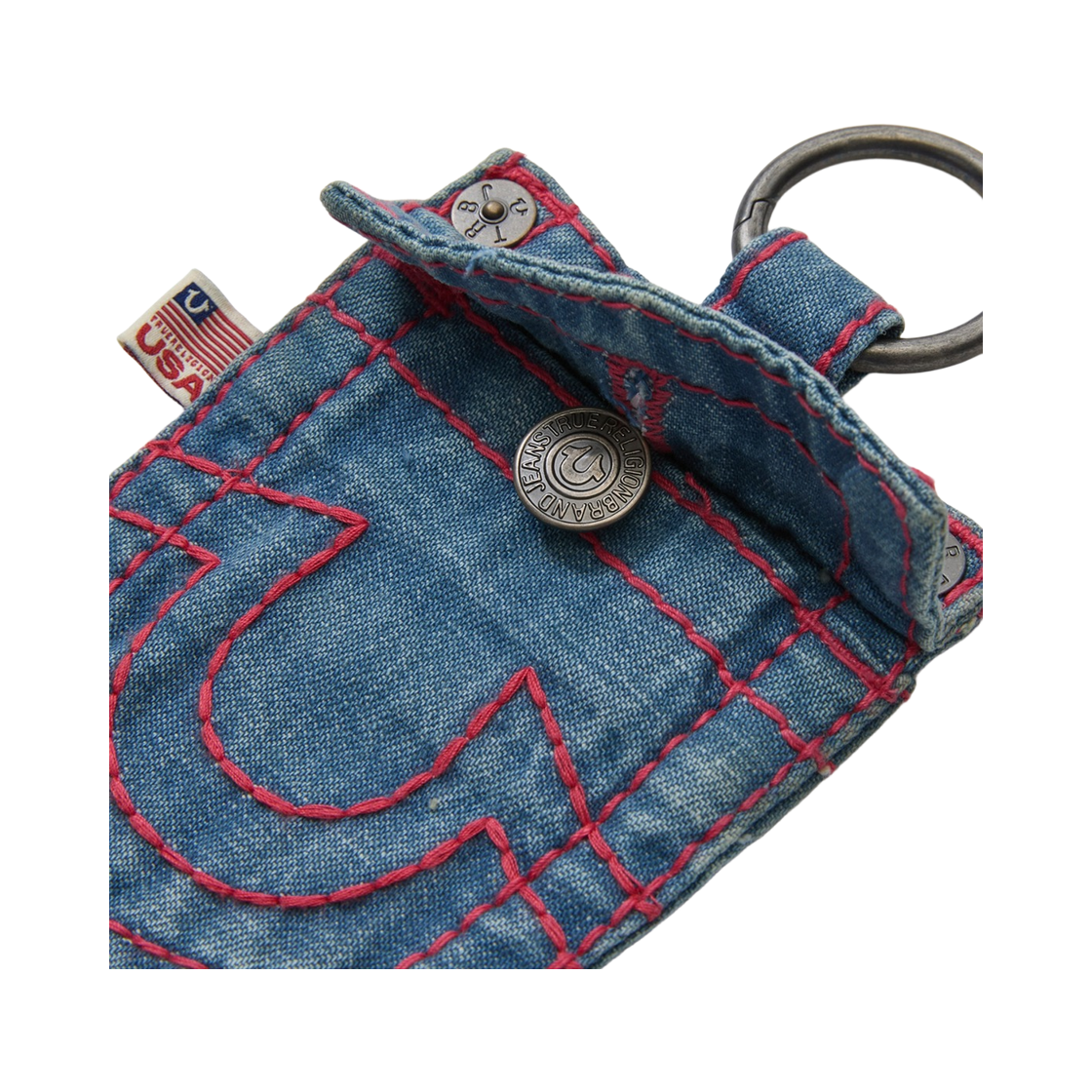 트루릴리젼 Big T 데님 포켓 키링 - 핑크(True Religion Big T Denim Pocket Keyring - Pink) - 3