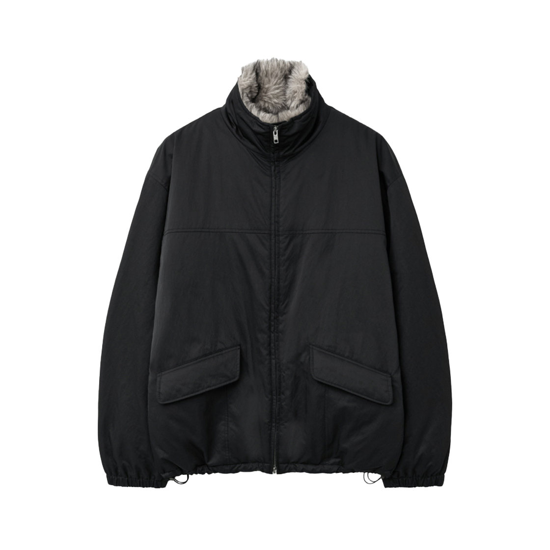 IW2F4JP25BK INSILENCE WOMEN Fur-trimmed Padded Jumper Black