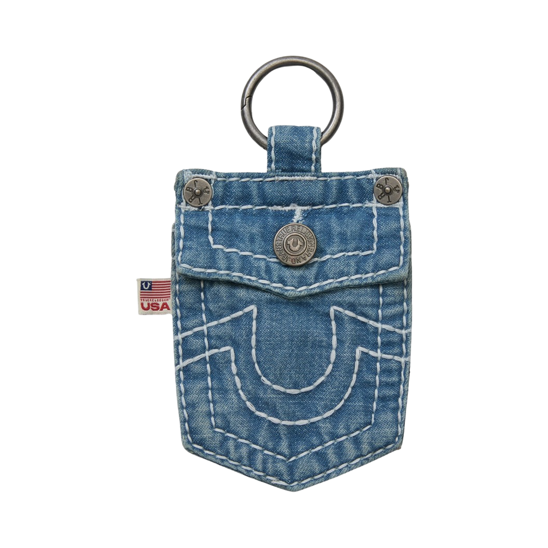 TRB3AAU101WWH True Religion Big T Denim Pocket Keyring - White