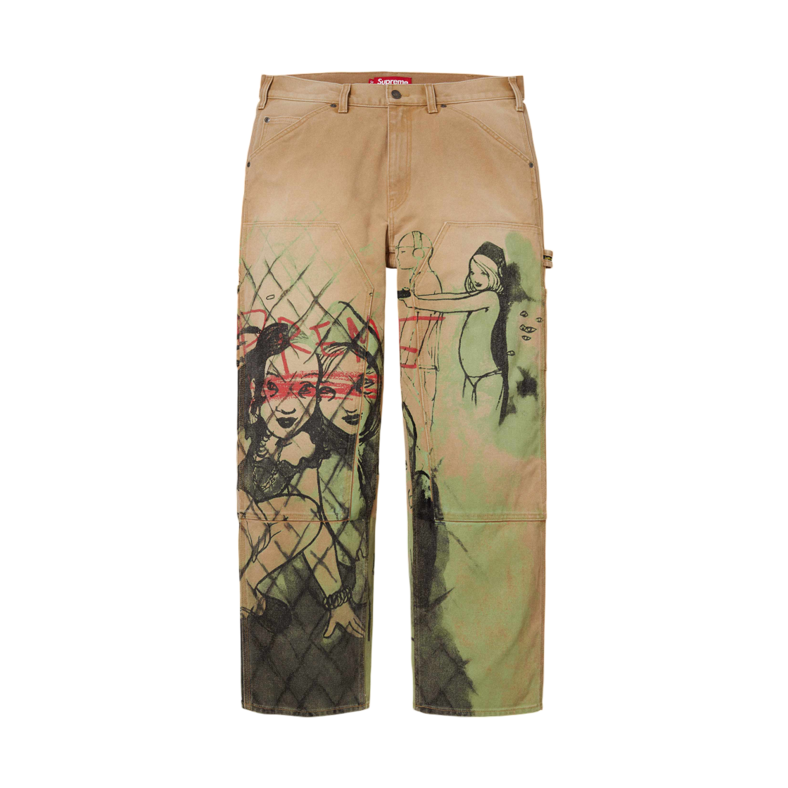 - Supreme x Rita Ackermann Double Knee Painter Pant Tan - 26FW