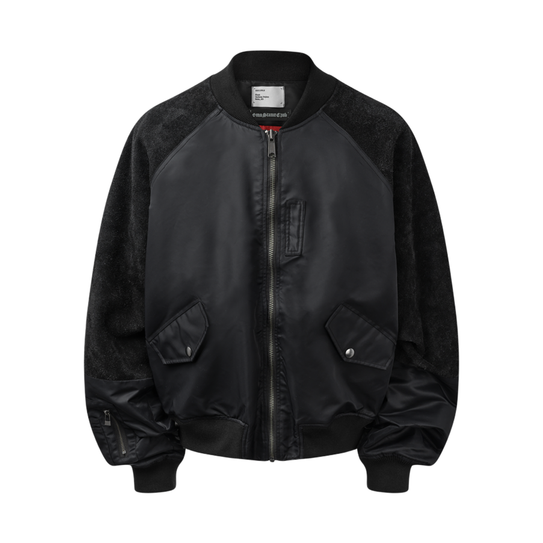 khemo-01 Khak. x Emostanceclub Leather trimmed bomber jacket