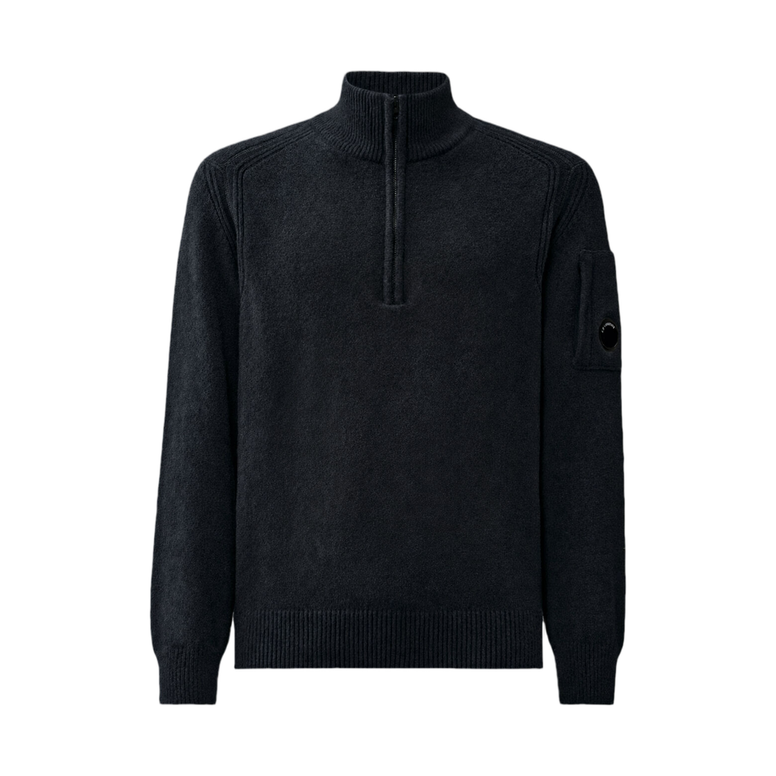 21CMKN298A006170A999 C.P. Company Fleece Knit Lens Half Zip Sweater Black - 26FW