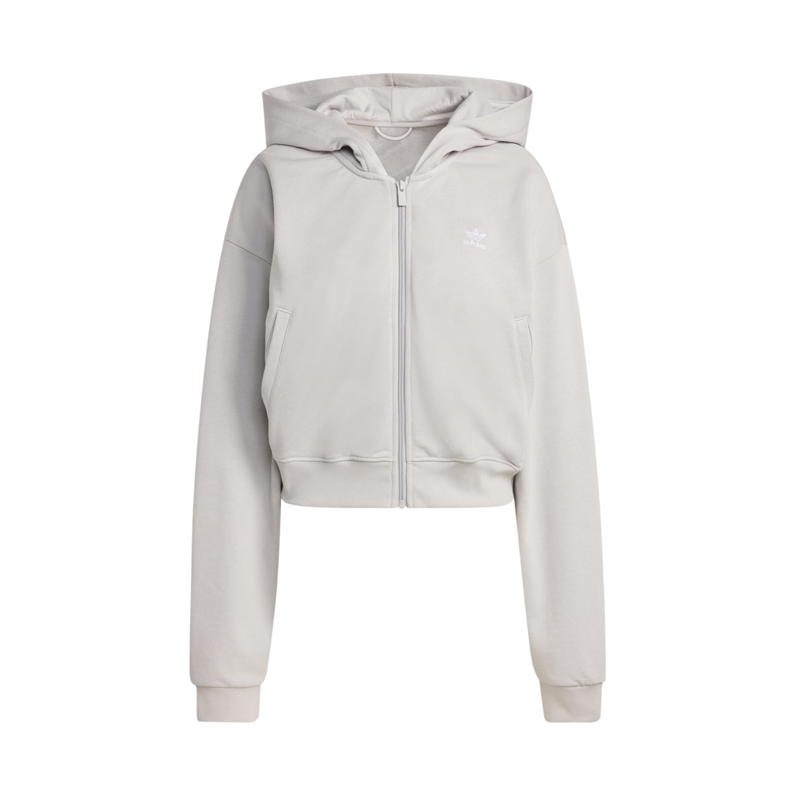 KE3219 (W) Adidas Essentials French Terry Cropped Zip Hoodie Grey Two - KR Sizing