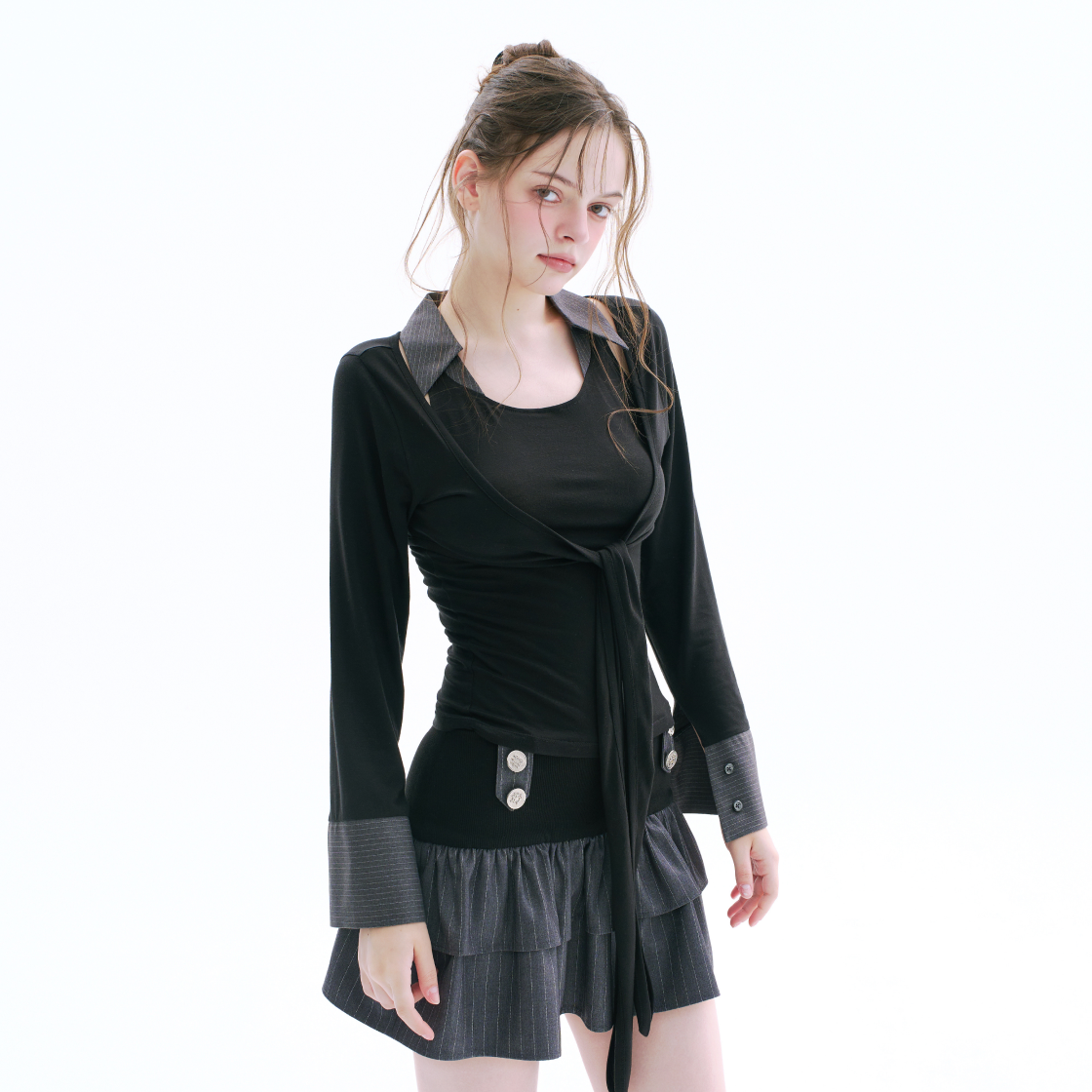 아크메서드 엘렌 레이어드 볼레로 세트 - 그레이(ARCMETHOD Ellen Layered Bolero Set - Gray) - 3