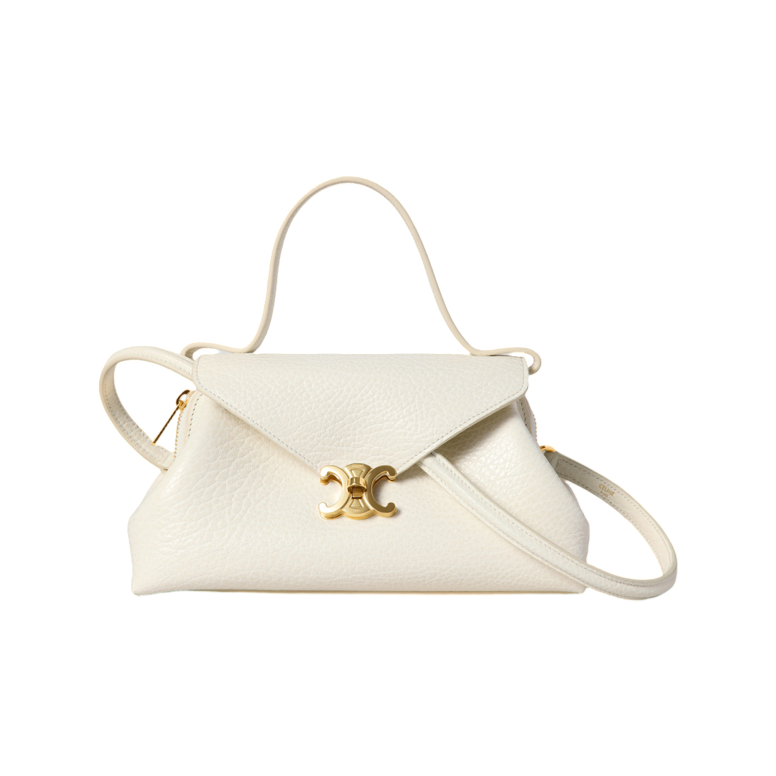 L10BF5C12-GMU2 Celine Small Flair in Grained Calfskin Creamy White