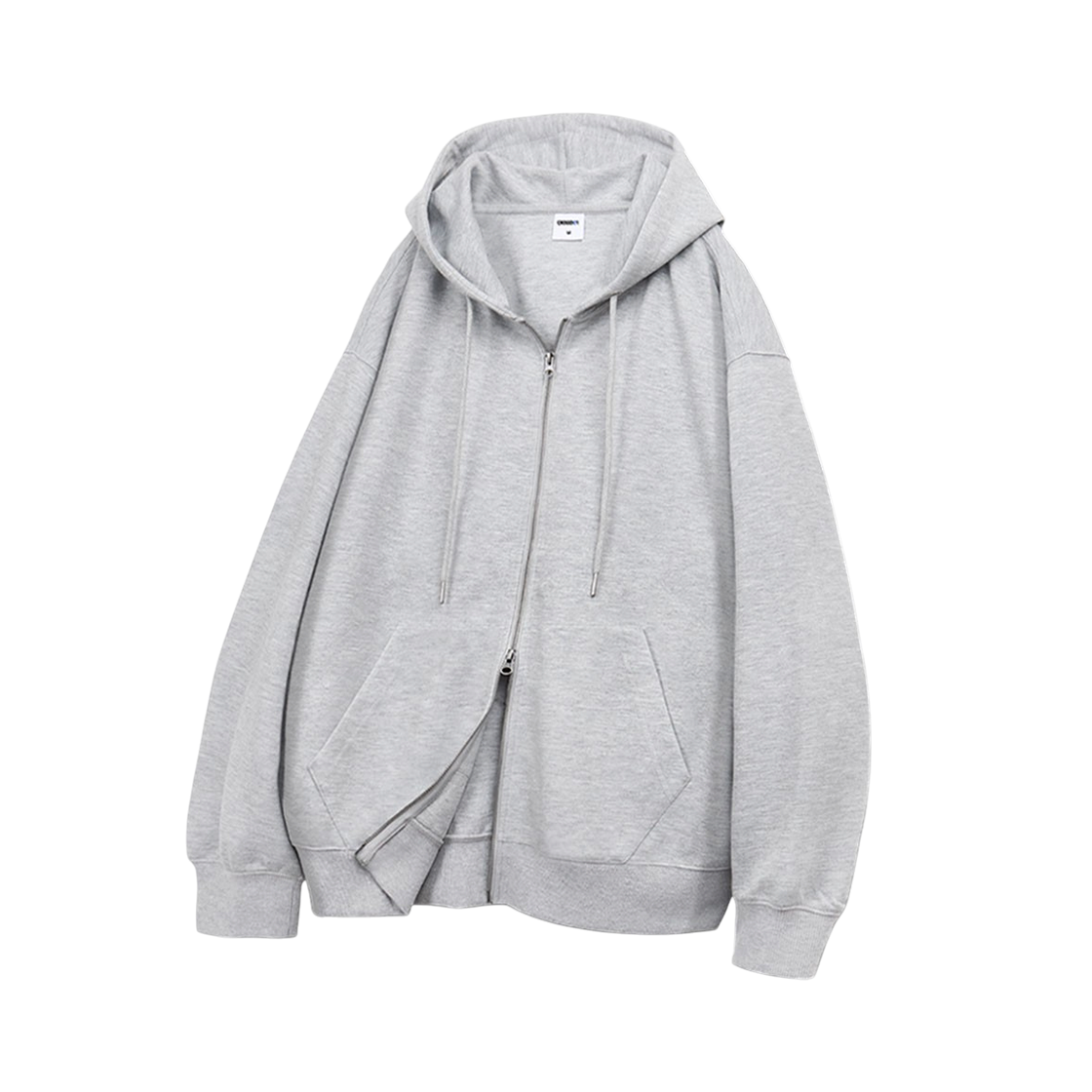 CRDH_4001_Gray CROSSDOT Low2-WayOversizedHoodieZip-Up 4 Color [CRDH_4001]_Gray
