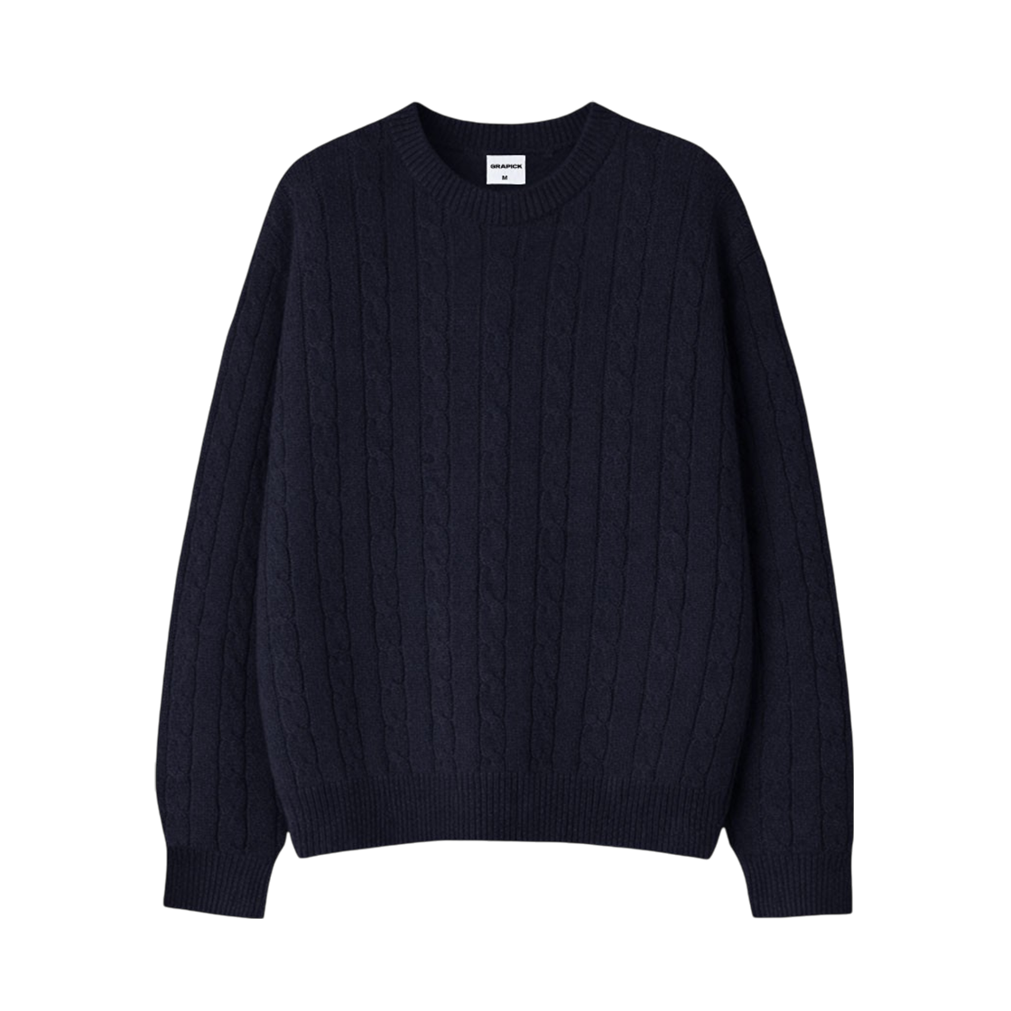 GRPK_6001_Navy GRAPICK Mithrin Round neck twisted cable knitwear 5 Color [GRPK_6001]_Navy