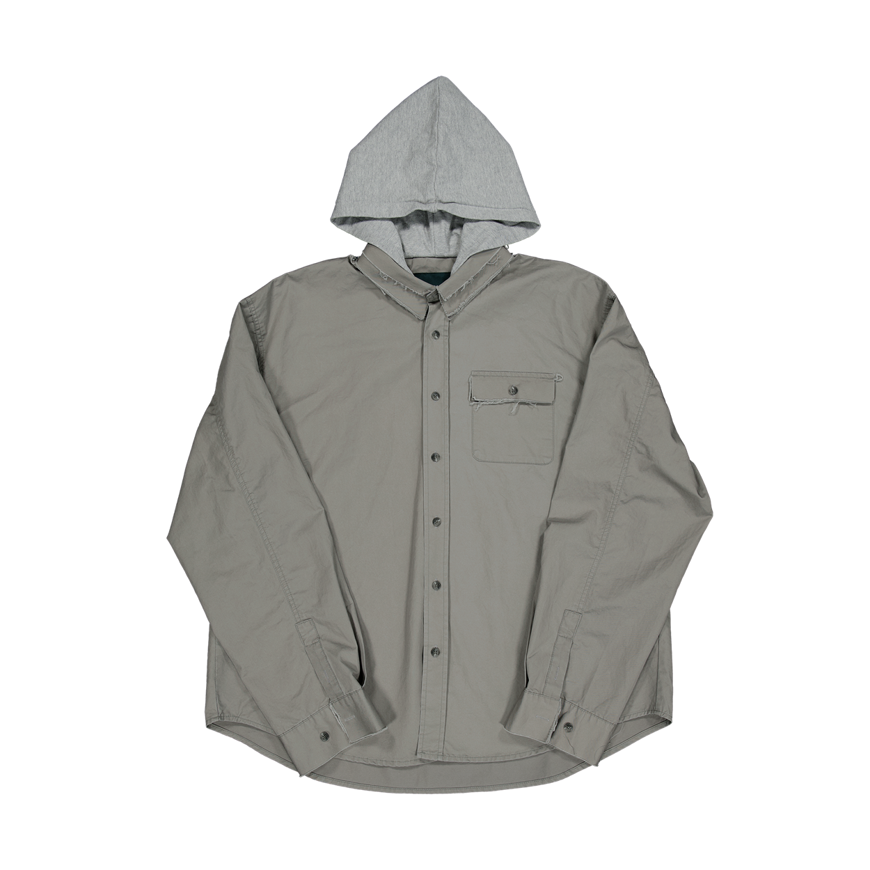 언더마이카 레이어 후디 코튼 셔츠 드라이드 그레이(Undermycar Layer Hooded Cotton Shirt Dried Gray)